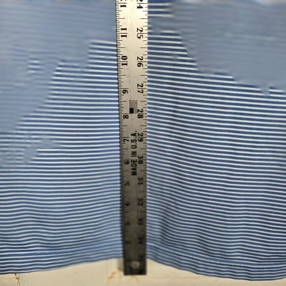 Straight Down Golf Polo Shirt Medium Men's Blue White Striped Short Sleeve - Picture 8 of 8